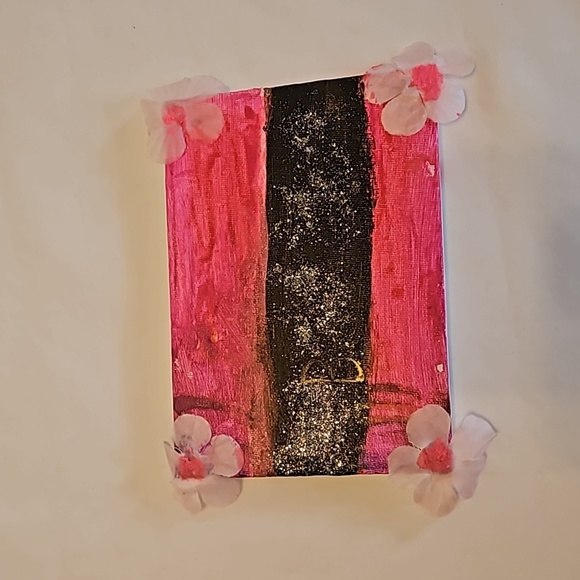 HAND CRAFTED 5 x 7 Barbie Core Abstract Painting Art Room Decor Unique Upcycled - Picture 10 of 17